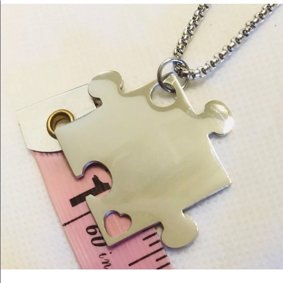 Puzzle Heart Autism Stainless Steel 24” Necklace - Picture 3 of 7